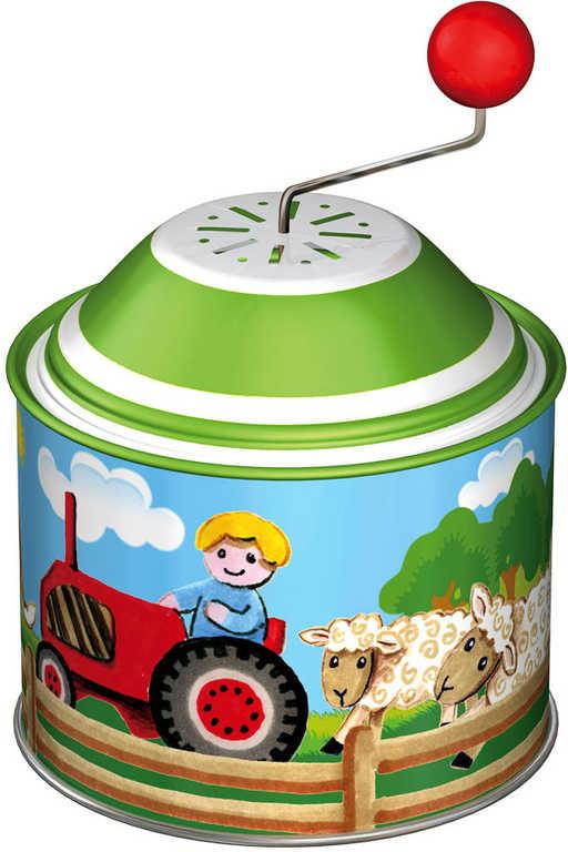 LENA Skříňka hrající Farma 8cm retro mlýnek na kličku s melodií kov