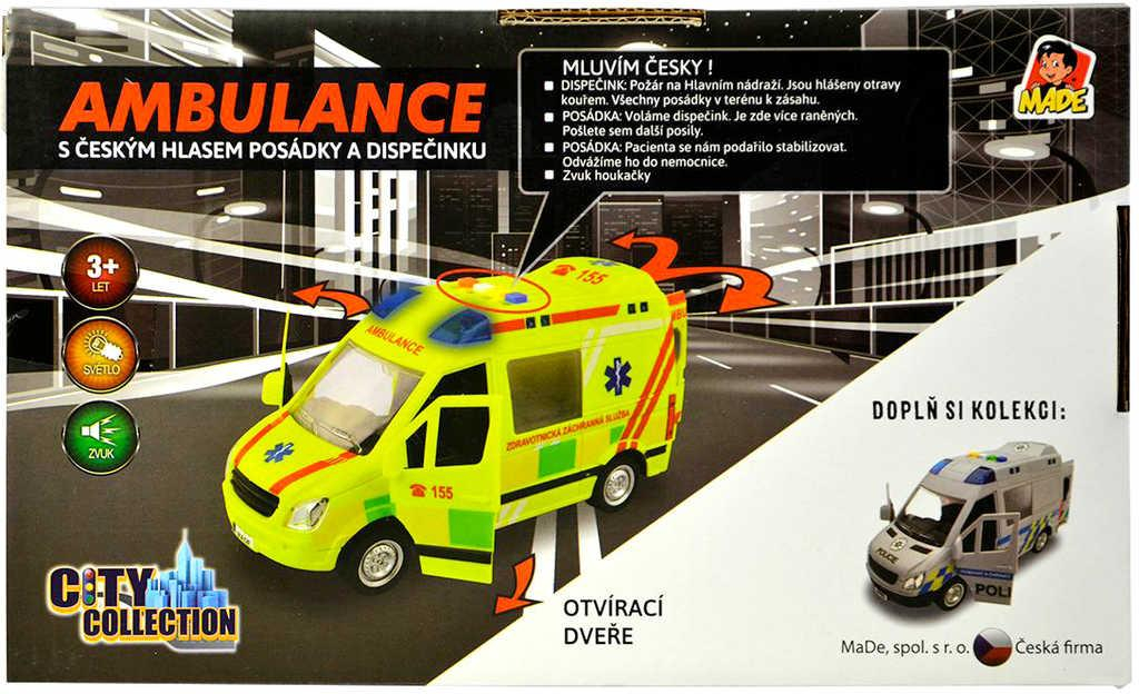 Auto City Collection česká ambulance na setrvačník 22cm na baterie CZ Světlo Zvuk