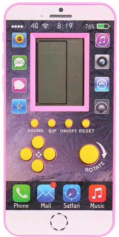 Hra digitální tetris Brick Game elektronická smartphone na baterie 4 barvy Zvuk