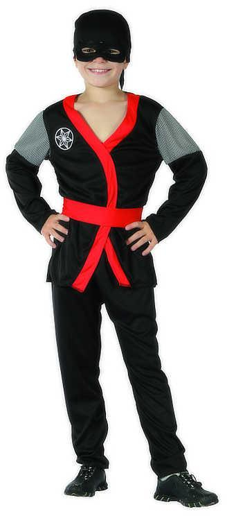 KARNEVAL Šaty Ninja černé vel. M (120-130cm) 5-9 let KOSTÝM