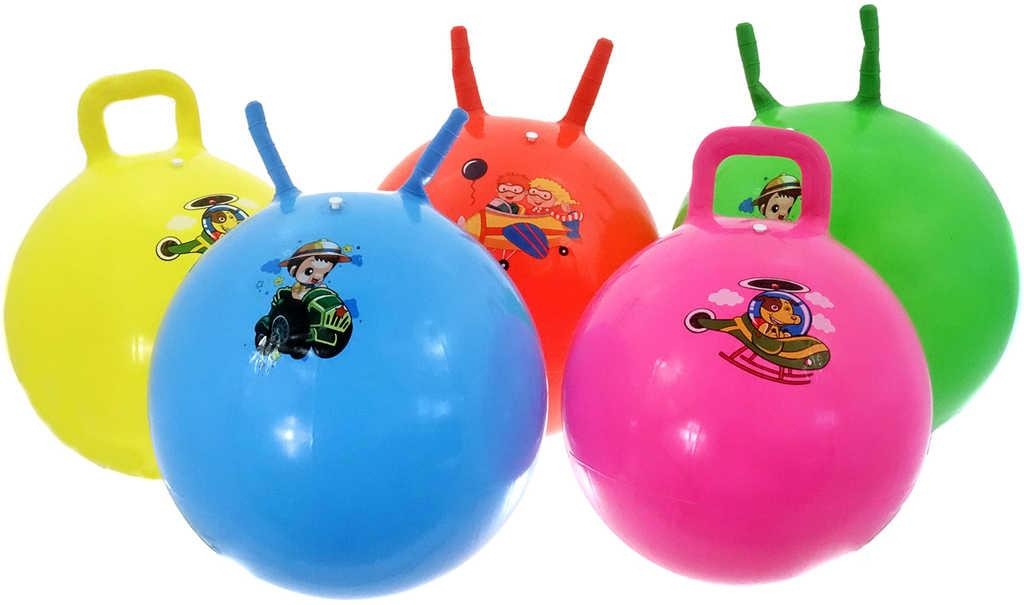 Míč skákací nafukovací 45cm dětské hopsadlo s obrázkem s držadly 5 druhů