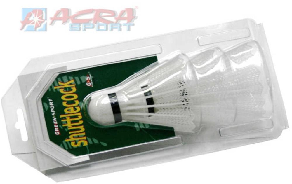 ACRA Košík plastový na badminton bílý set 3ks na blistru