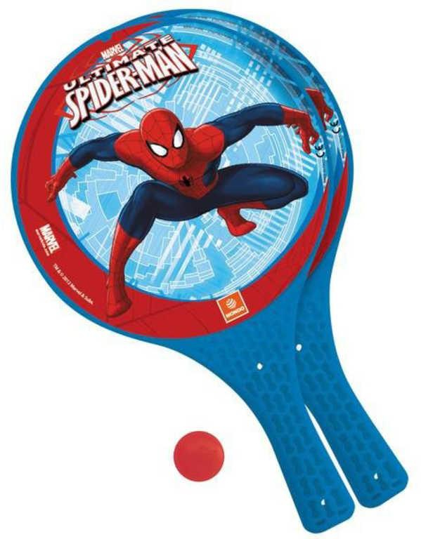 MONDO Soft tenis plážový Spiderman set 2 pálky se soft míčkem plast