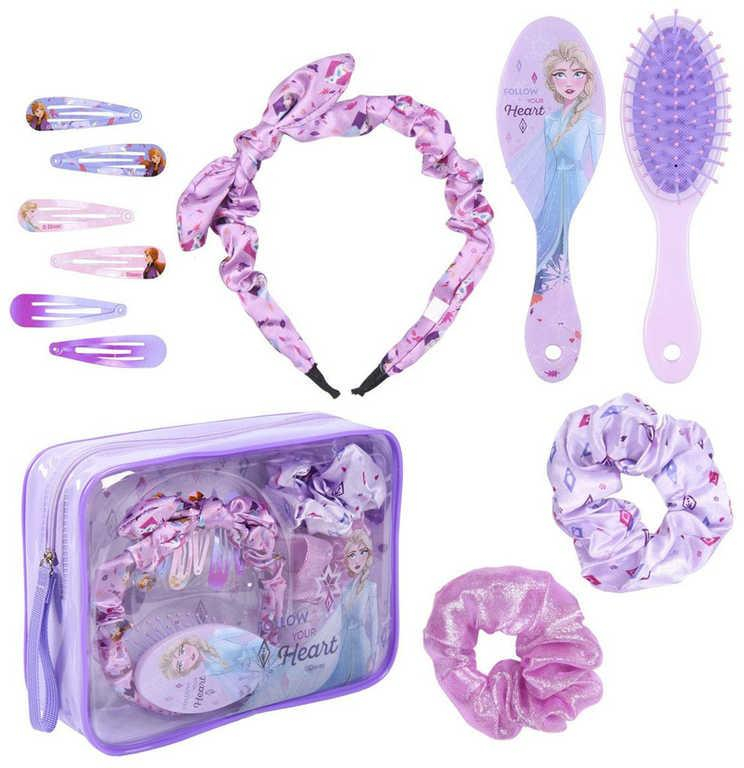 Sada zkrášlovací do vlasů Frozen 2 sponky s hřebenem a doplňky v taštičce