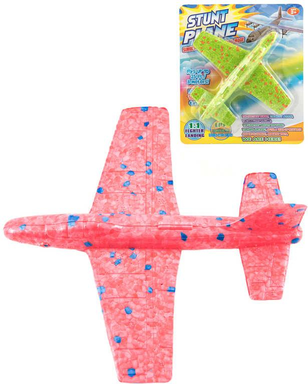 Letadlo soft házecí polystyrenové 17cm na házení 2 barvy na kartě