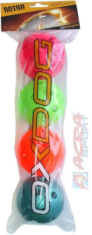 ACRA Míček závodní florbalový Rotor set 4ks 4 barvy IFF certifikát v sáčku