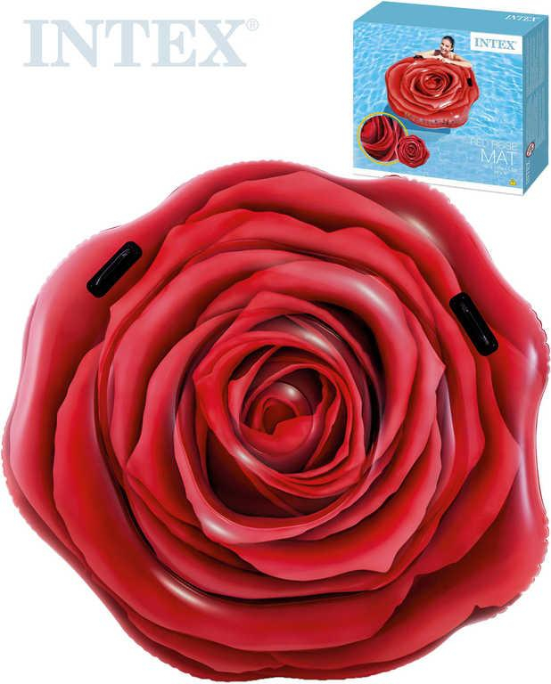 INTEX Lehátko nafukovací Rudá růže 137x132cm matrace s úchyty na vodu 58783