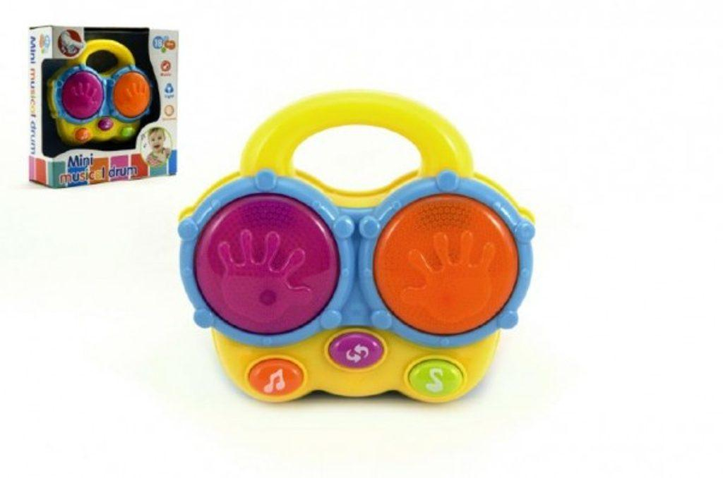 Bubínek plast 12cm na baterie se světlem se zvukem v krabici 18m+