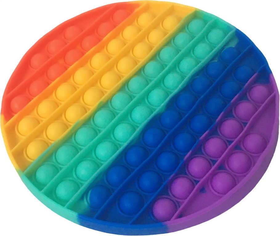 Hra Pop It antistresová Bubble Pops 20cm 63-100 bublin duhová silikon 4 druhy