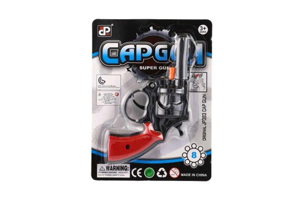 Pistole na kapsle 8 ran plast 15cm 2 barvy na kartě 14,5x20x3cm