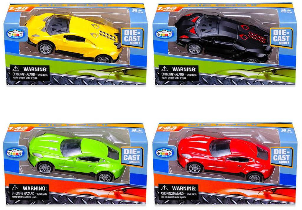 Auto kovové 9cm zpětný chod 1:43 2 druhy 2 barvy v krabici