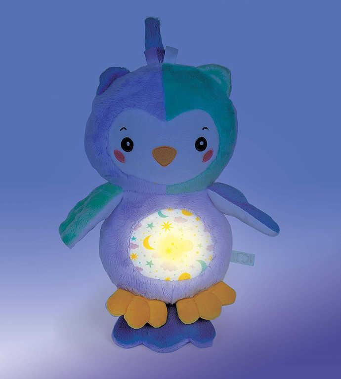 CLEMENTONI Baby sovička 32cm usínáček na baterie Světlo Zvuk pro miminko