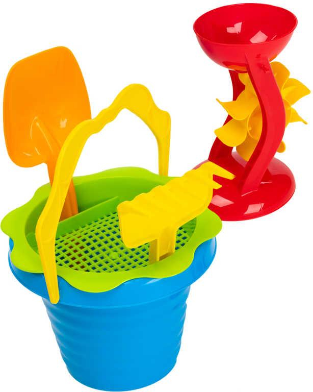 PL Sada na písek kyblík vlnka set s mlýnkem a nástroji 5ks různé barvy