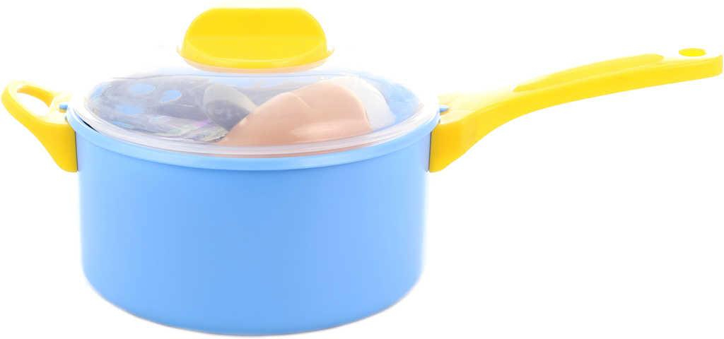Sada dětská kuchyňská hrnec 28cm s náčiním a maketami potravin plast