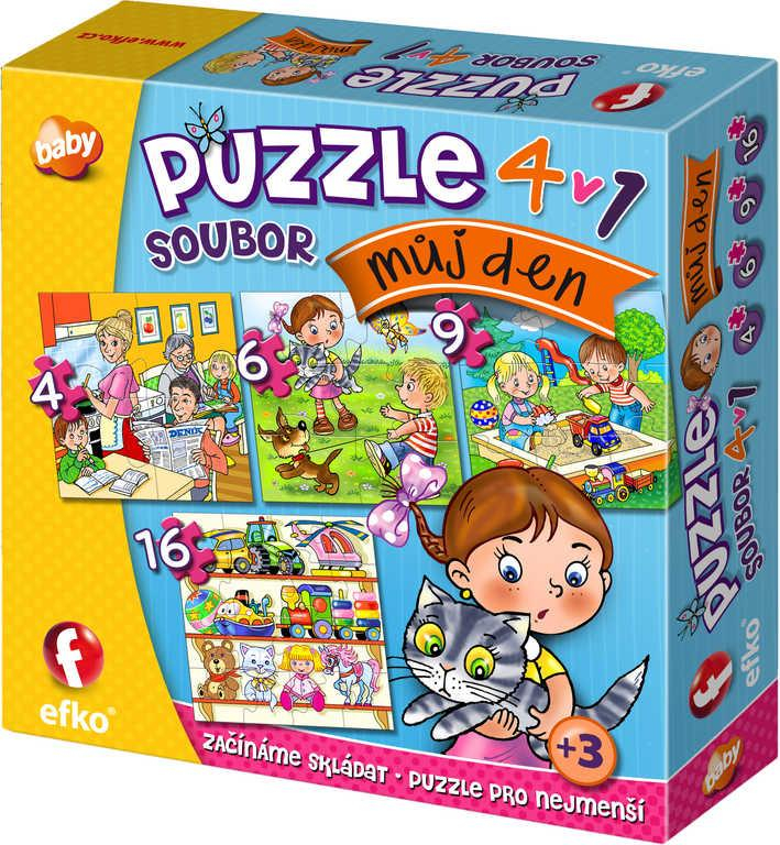 EFKO Puzzle baby Můj den skládačka 4v1 set 35 dílků 17x17cm v krabici