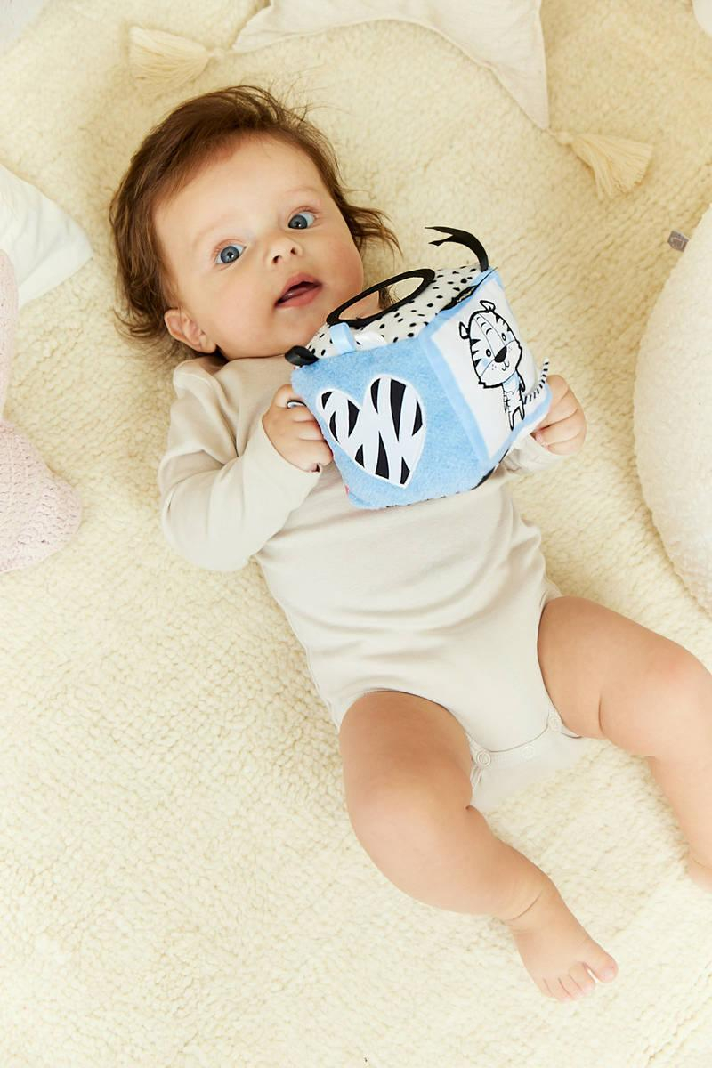GaGaGu Baby kostka smyslová midi 10cm s aktivitami kontrastní pro miminko PLYŠ