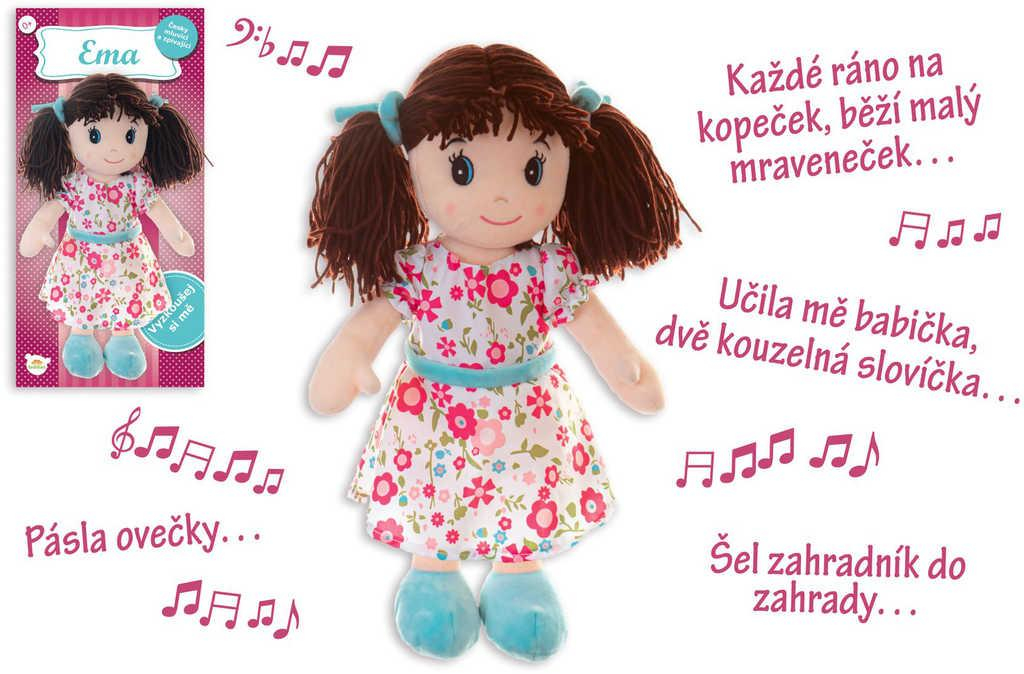 PLYŠ Panenka textilní Ema 40cm mluví na baterie Zvuk CZ *PLYŠOVÉ HRAČKY*