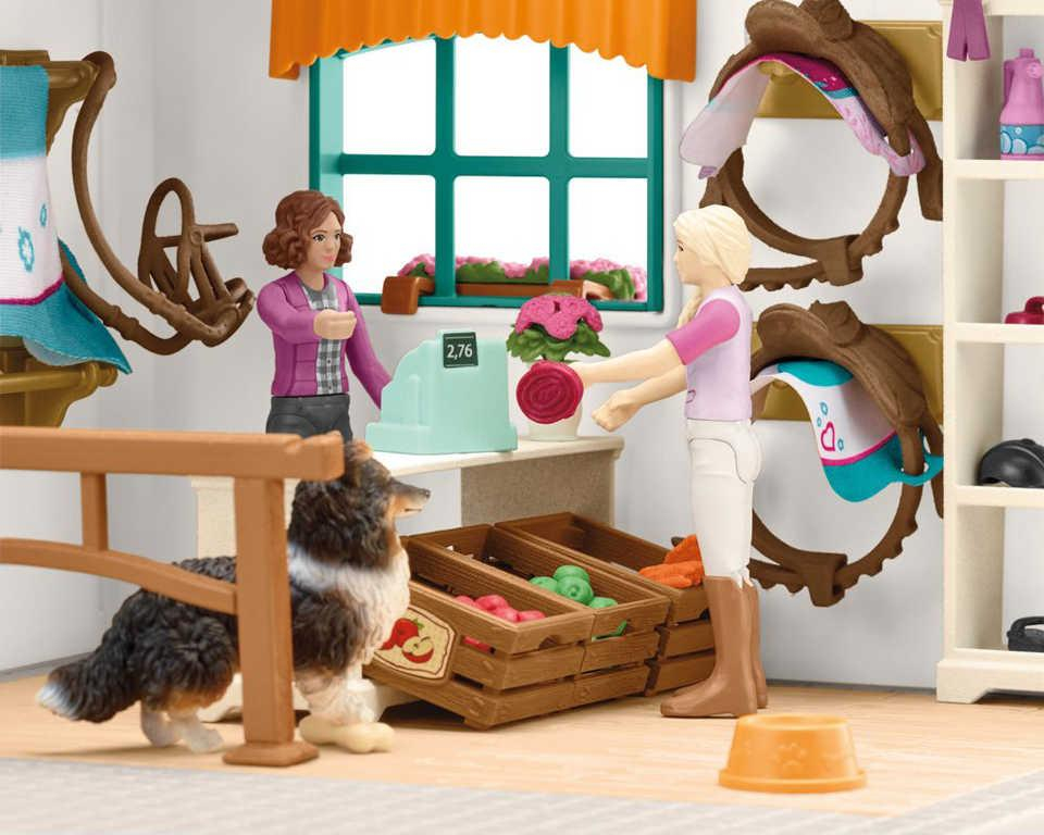 SCHLEICH Obchod pro koně herní set koník se 2 figurkami s doplňky plast