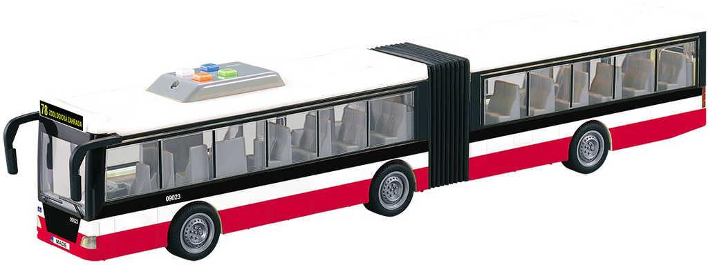 Autobus kloubový MHD český na setrvačník hlásí stanice na baterie Světlo Zvuk CZ