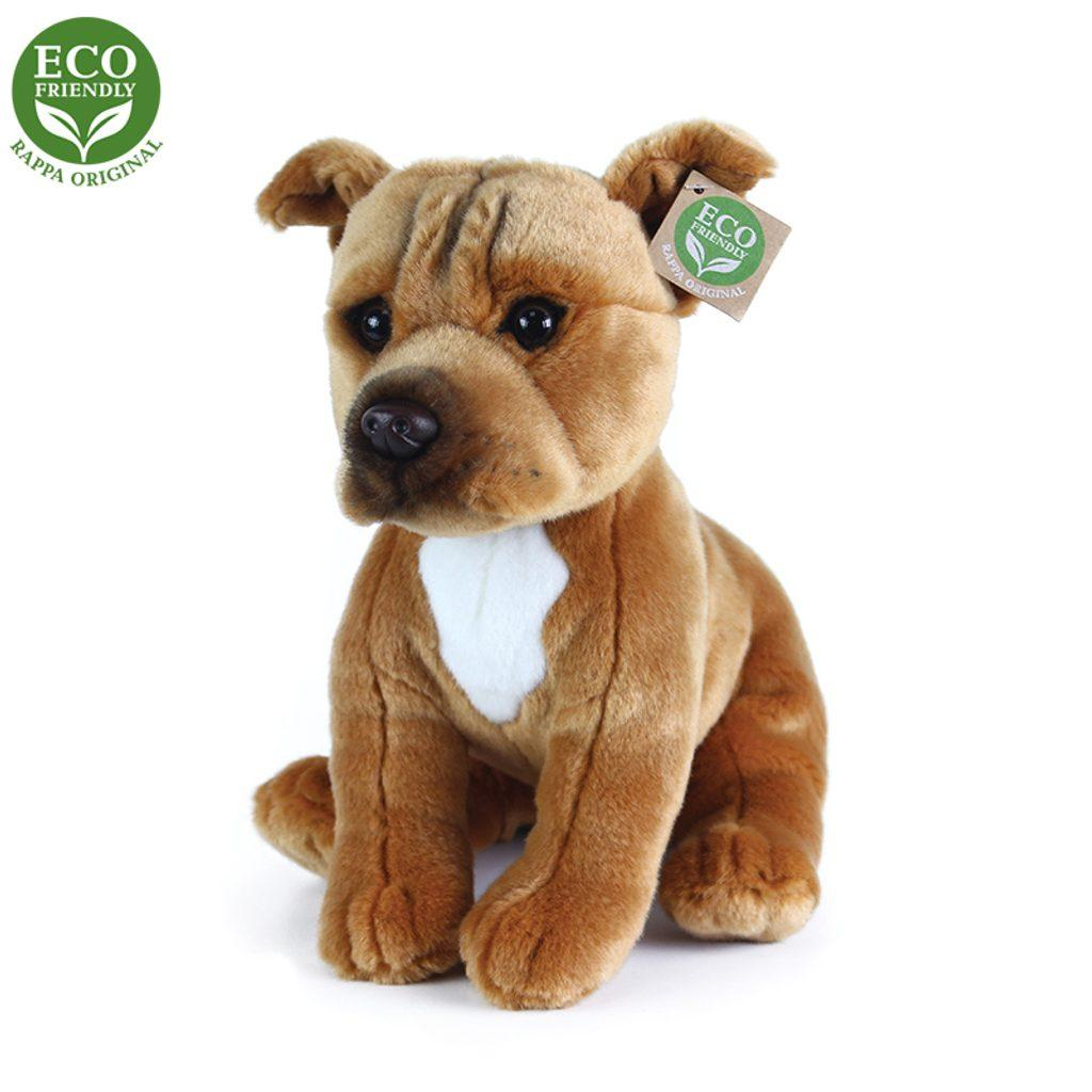Plyšový pes stafordšírský bulteriér hnědý sedící 30 cm ECO-FRIENDLY
