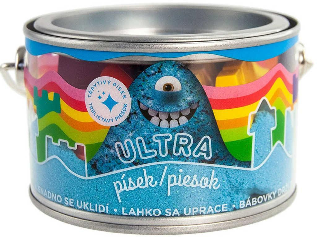 EP Line Ultra písek kinetický magický 200g modrý s glitry s formičkami v plechovce