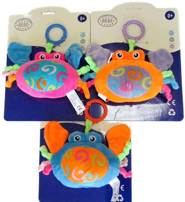 PLYŠ Baby krabík s hrkávkou 14cm chrastítko pro miminko 3 barvy