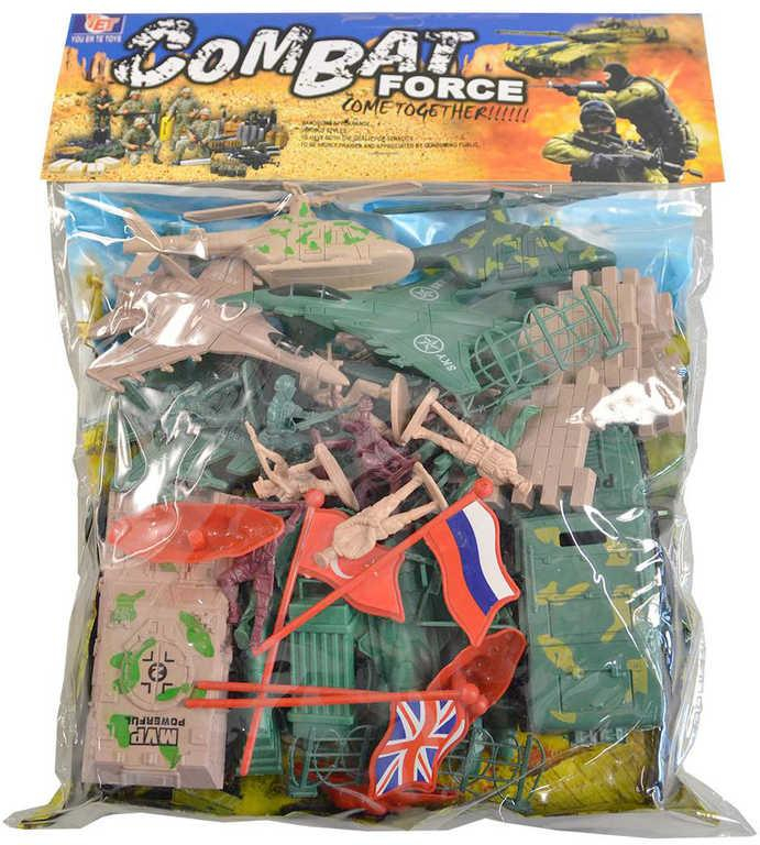 Vojáci herní army set plastové figurky vojenské s vozidly a doplňky v sáčku