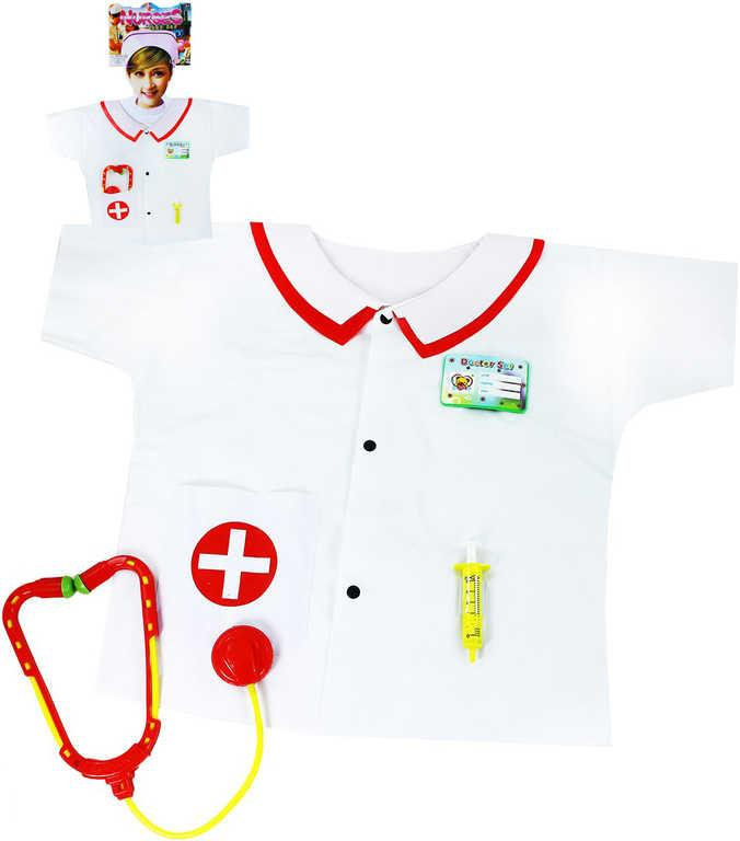 KARNEVAL Plášť zdravotnický set s doplňky vel.S (104-128 cm) 3-8 let KOSTÝM