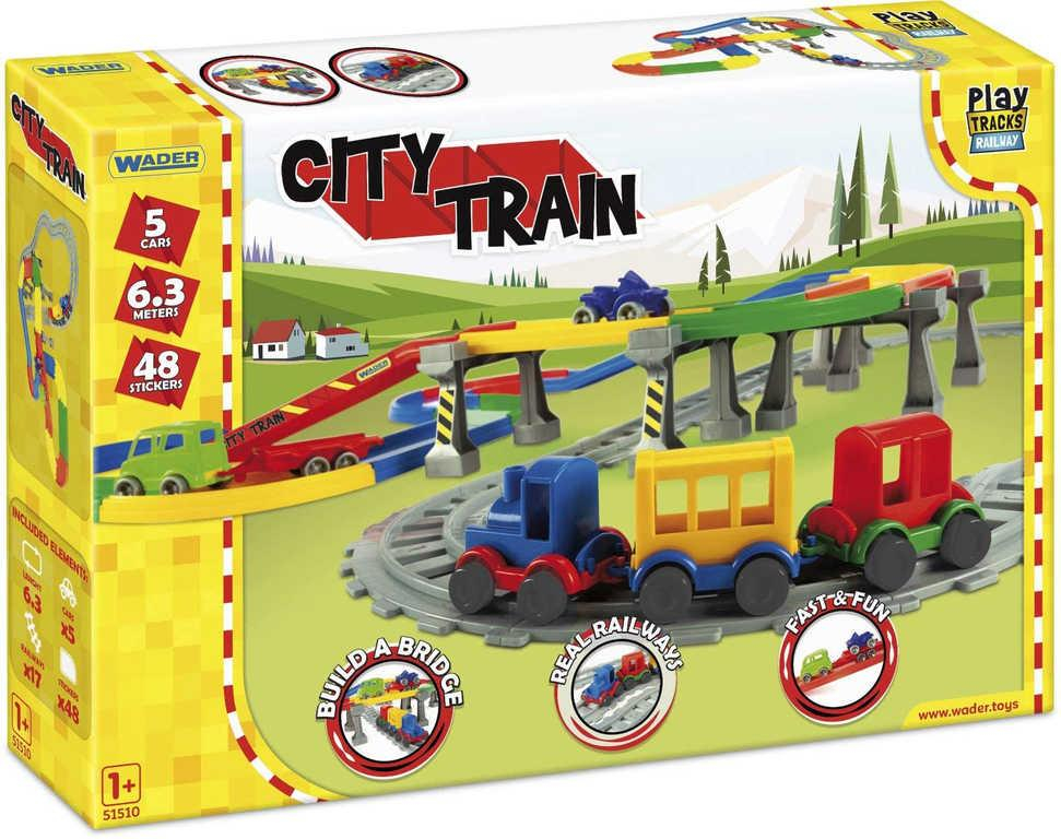 WADER Play Tracks baby set dráha s vláčkem a autíčky s doplňky 42ks plast
