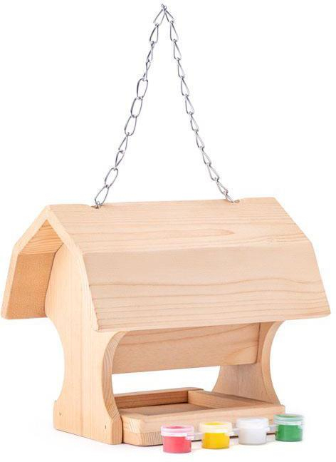 WOODY DŘEVO Krmítko pro ptáčky natur set s barvičkami *DŘEVĚNÉ HRAČKY*