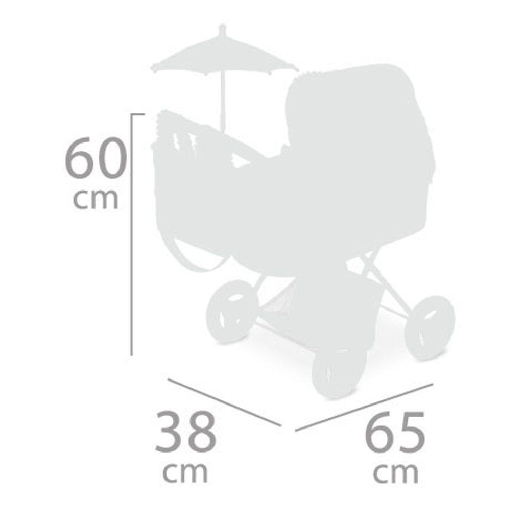 DeCuevas 85044 Skládací kočárek pro panenky se slunečníkem a doplňky VINTAGE 2022 - 60 cm