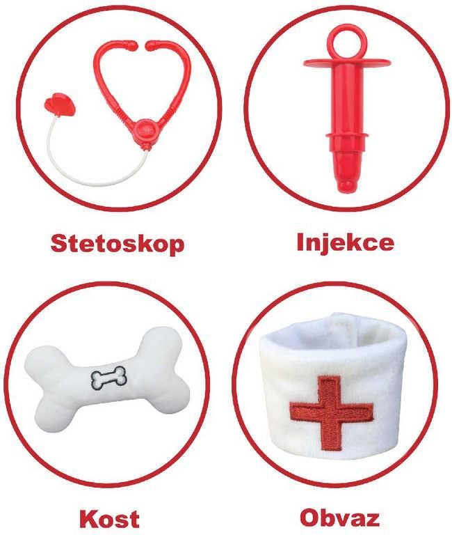 PLYŠ Pes Rafík nemocný mazlík set s lékařskými doplňky na baterie Zvuk