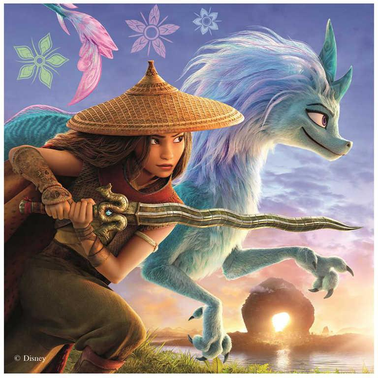 DINO Puzzle 3x55 dílků Raya a kamarádi 18x18cm skládačka 3v1 v krabici