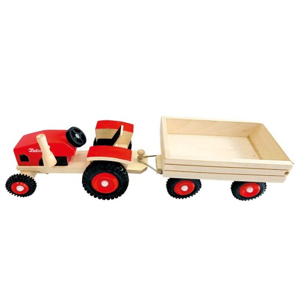 Traktor Zetor s vlekem dřevo 36cm v krabici 42x12,5x13cm