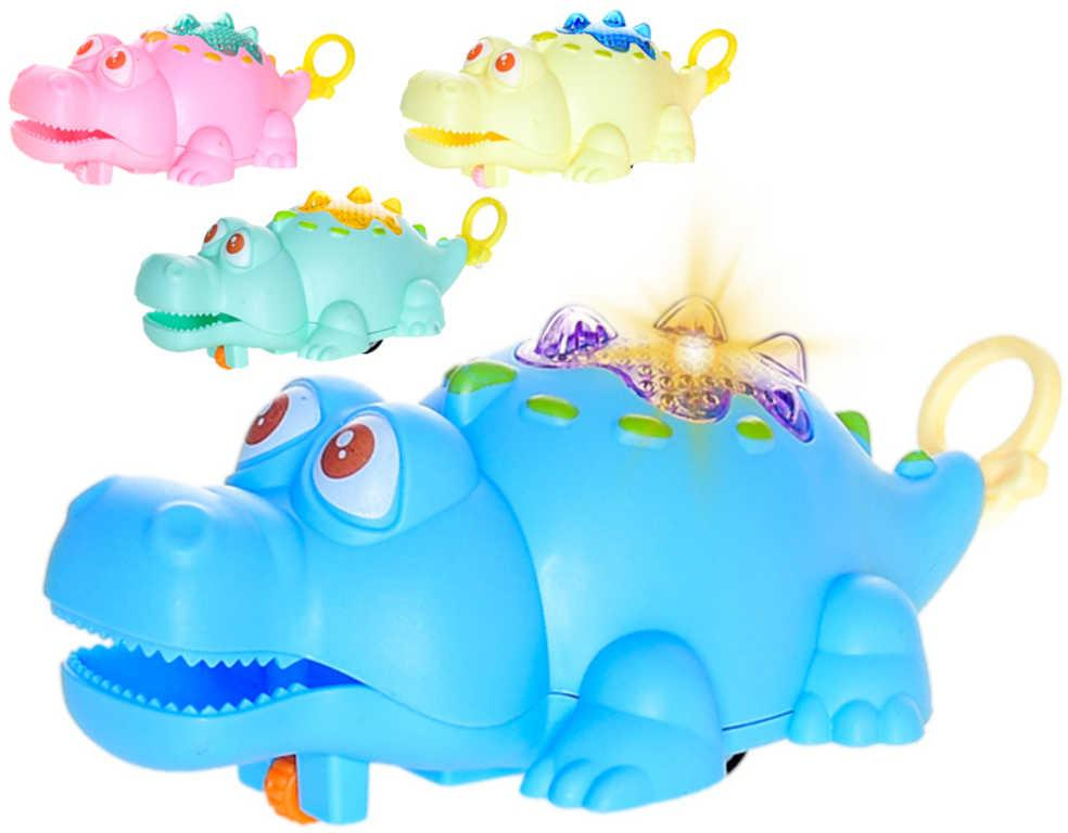 Krokodýl baby 11cm jezdící na natažení na baterie Světlo 4 barvy plast