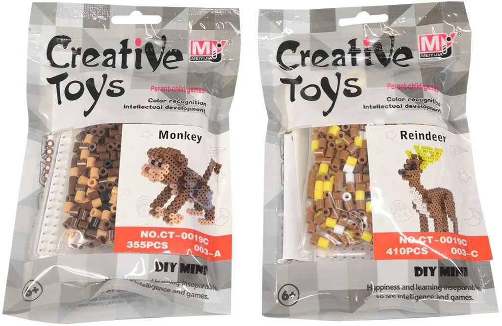 Korálky barevné mozaika 3D objekty zvířátka set s doplňky 6 druhů v sáčku