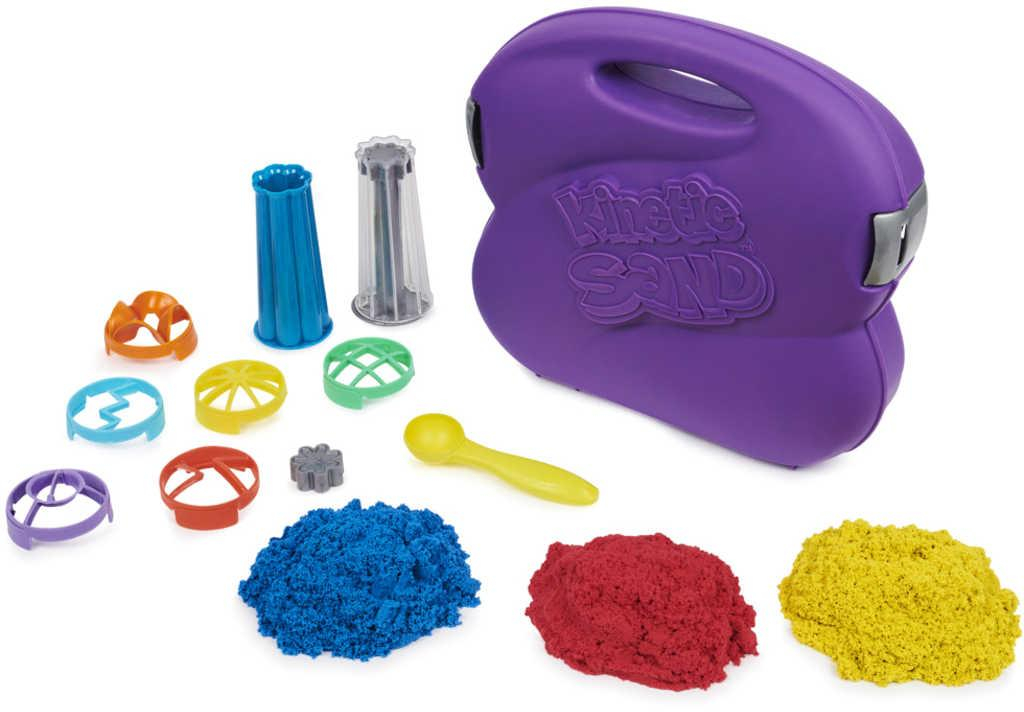 Kinetic Sand písek magický kreativní set 3 barvy s nástroji v kufříku