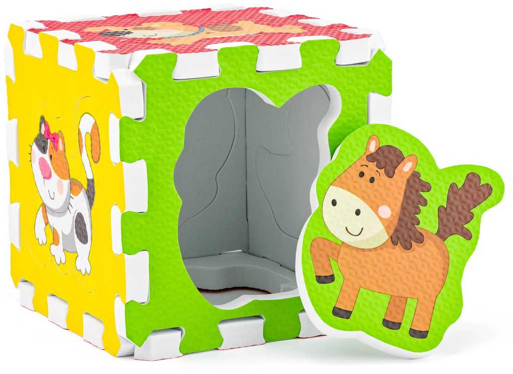 Měkké bloky Zvířátka 6ks pěnový koberec baby vkládací puzzle podložka na zem