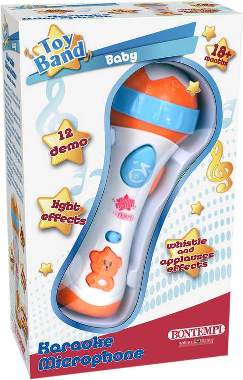 BONTEMPI Baby mikrofon dětský karaoke 12 demo písní na baterie Světlo Zvuk