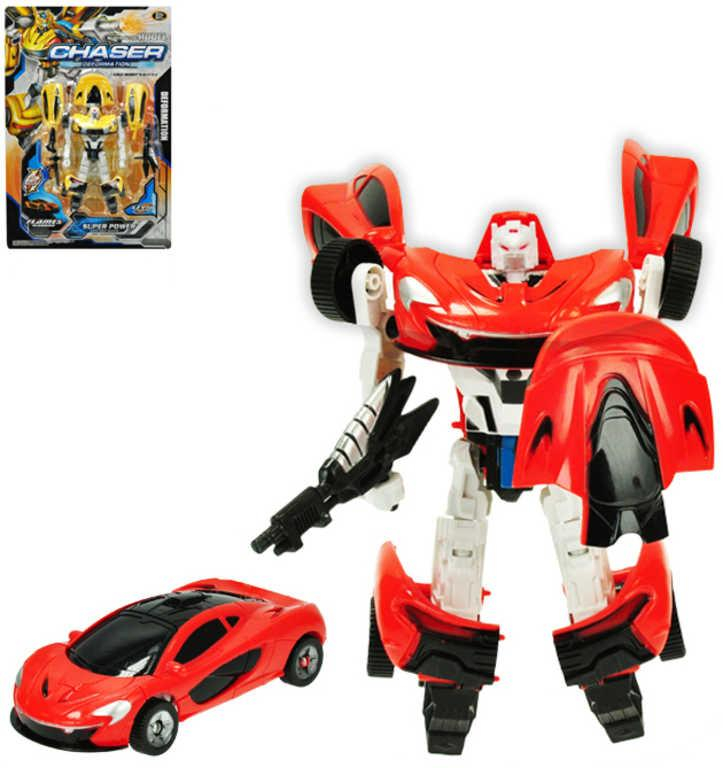 Auto sportovní/robot s transformací 21cm transrobot 2 barvy plast
