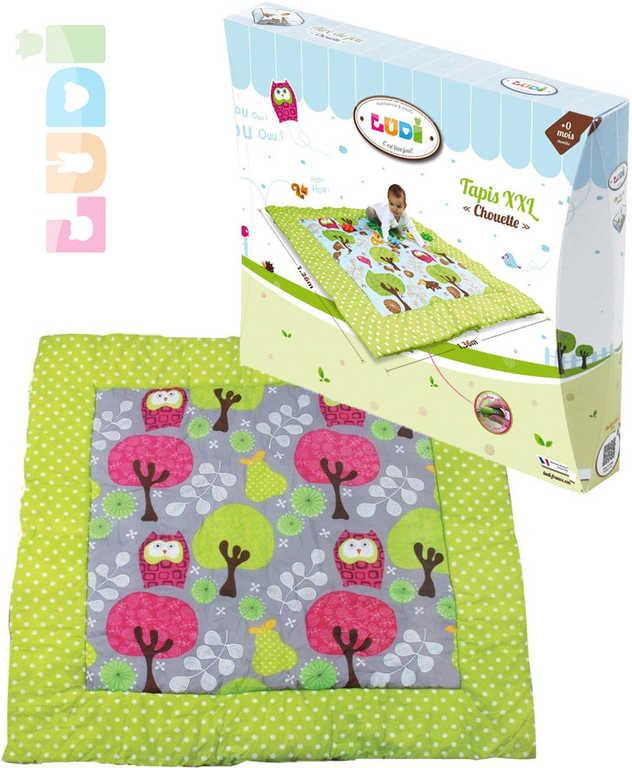 LUDI Baby hrací deka pratelná XXL sovičky a stromy 140x140cm pro miminko