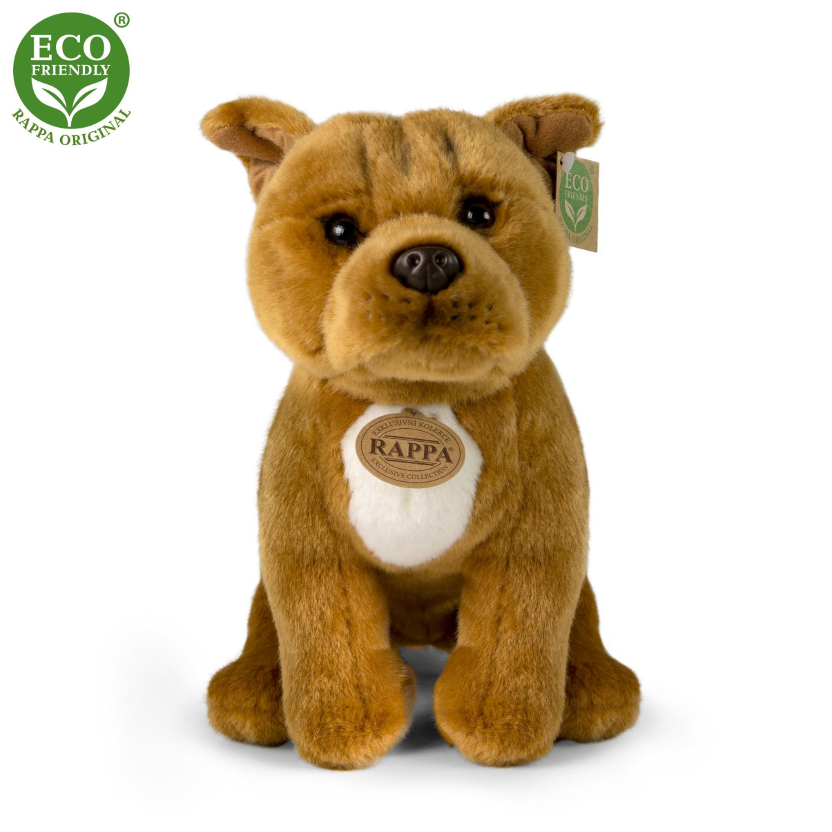Plyšový pes stafordšírský bulteriér hnědý sedící 30 cm ECO-FRIENDLY