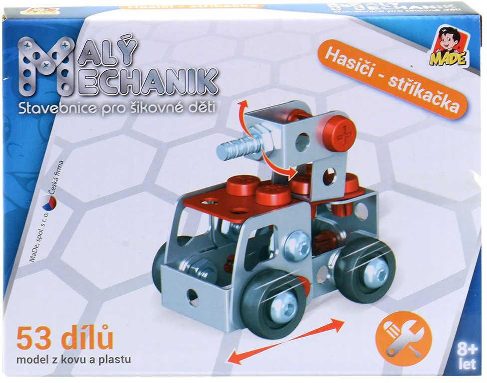 MALÝ MECHANIK Hasiči 43-65 dílků 6 druhů kovová STAVEBNICE typu Merkur