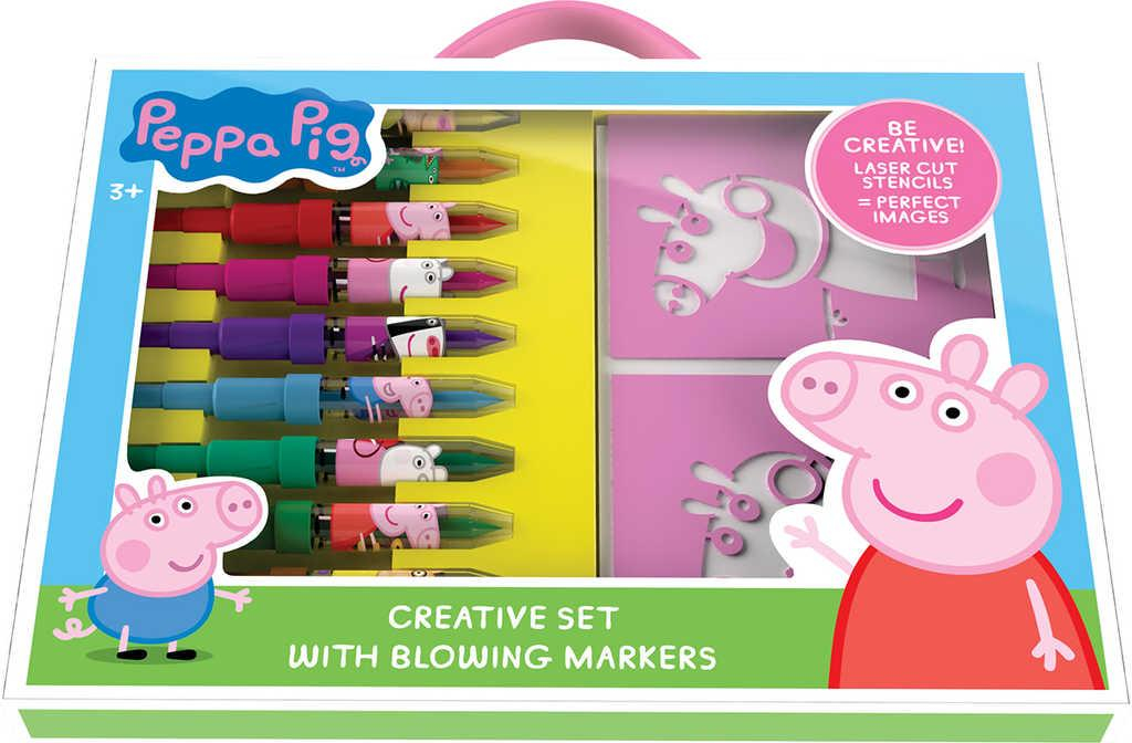 JIRI MODELS Foukací fixy set 10ks s blokem a šablonami Peppa Pig