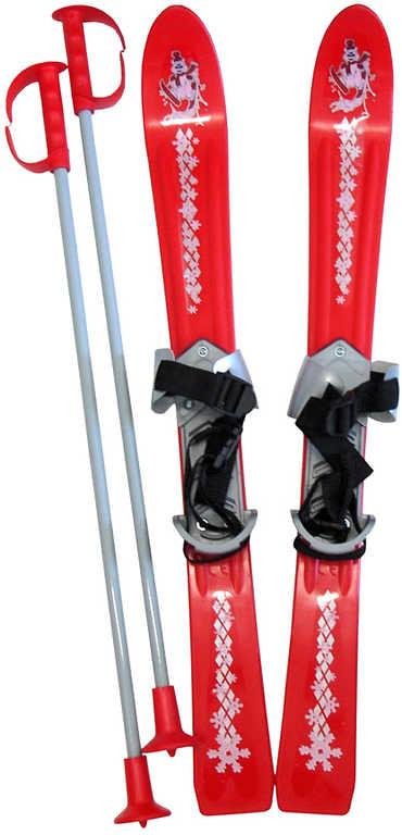 PLASTKON Lyže carvingové Baby Ski 70cm Červené s vázáním a holemi