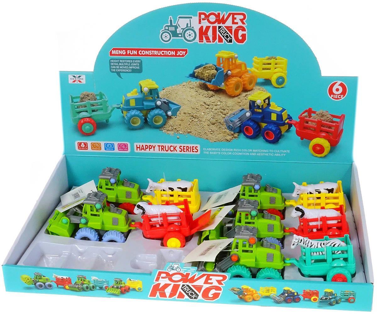 Traktor farmářský s nástrojem 20cm set s přívěsem a zvířátkem různé druhy