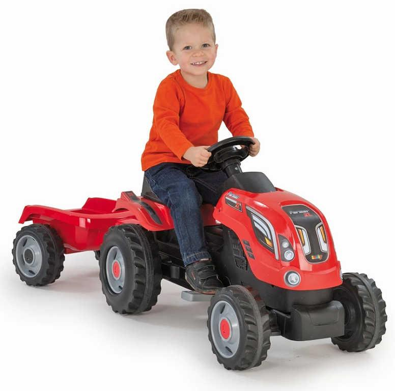 SMOBY Traktor dětský šlapací Farmer XL červený s vlečkou a klaksonem plast