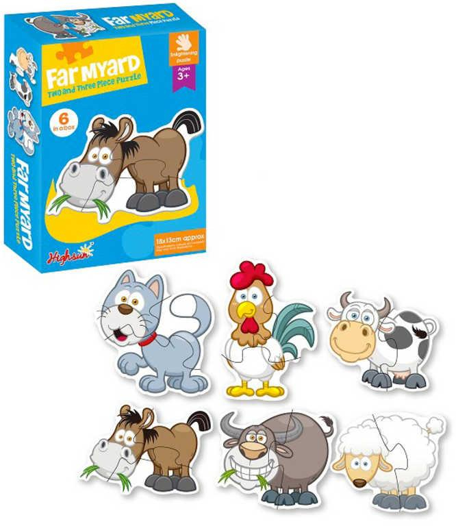 Baby puzzle velké dílky 15ks domácí zvířata 6v1 skládačka pro miminko