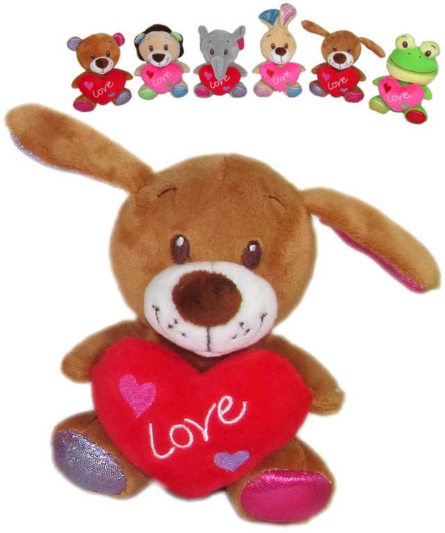 PLYŠ Zvířátko veselé se srdíčkem Love 14cm 6 druhů *PLYŠOVÉ HRAČKY*