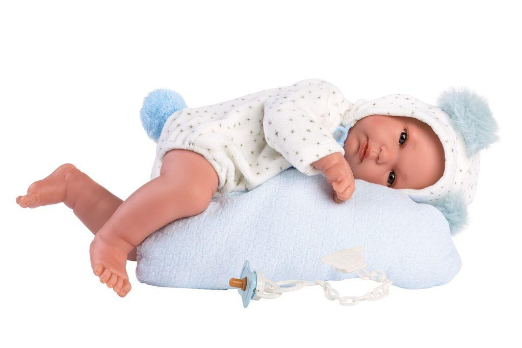 Llorens 63565 NEW BORN CHLAPEČEK - realistická panenka miminko s celovinylovým tělem - 35 cm